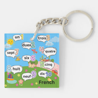 English and French Count 1 To 10 Keychain