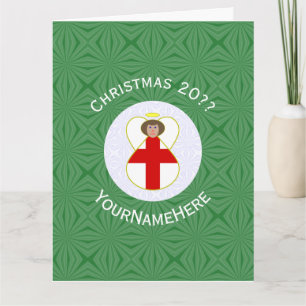 English Angel Christmas Flag Personalized  Card