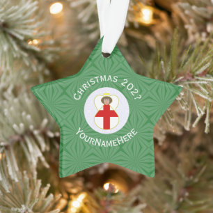 English Angel Christmas Flag Personalized  Ornament