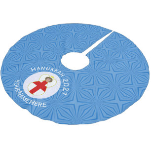 English Angel Hanukkah Flag Personalized  Brushed Polyester Tree Skirt