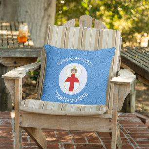 English Angel Hanukkah Flag Personalized  Outdoor Pillow