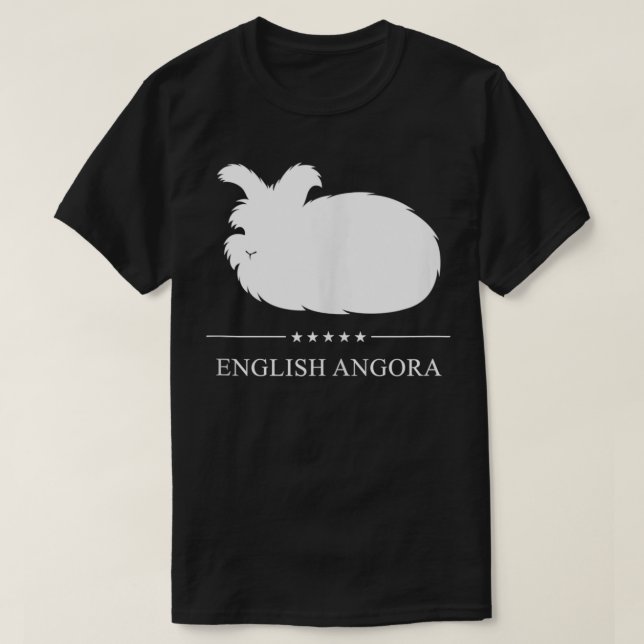 English Angora Rabbit White Silhouette  T-Shirt (Design Front)