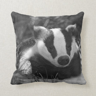 English Badger monochrome pillow