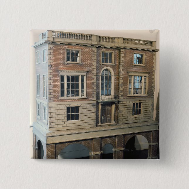English balustraded doll's house with balcony 2 inch square button (Front)