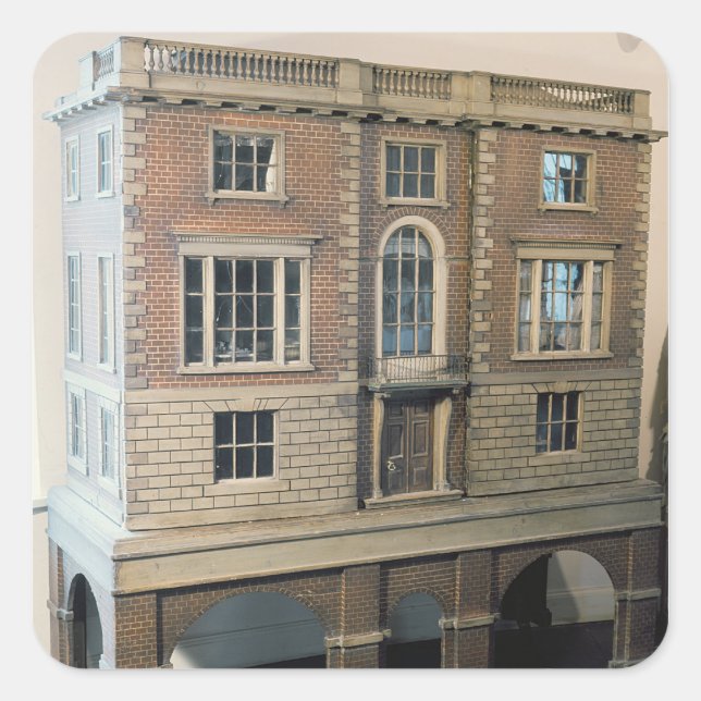 English balustraded doll's house with balcony square sticker (Front)
