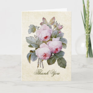 English Bourbon Rose Bouquet Thank You Card