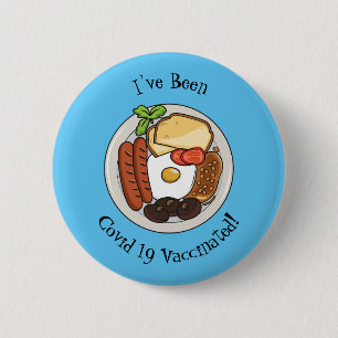 English breakfast cartoon illustration 2 inch round button