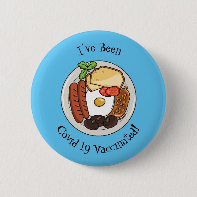English breakfast cartoon illustration 2 inch round button (Front)