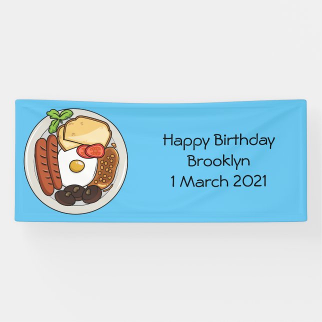 English breakfast cartoon illustration banner (Horizontal)
