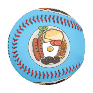English breakfast cartoon illustration baseball