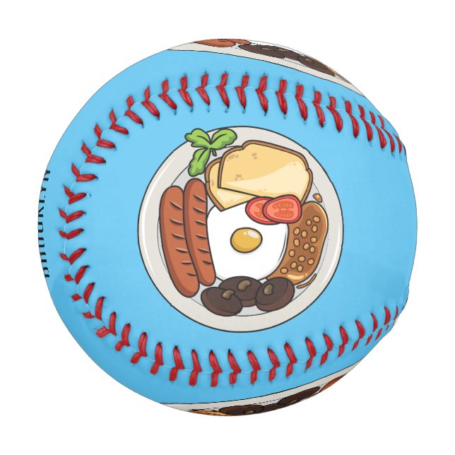 English breakfast cartoon illustration baseball (Front Left)