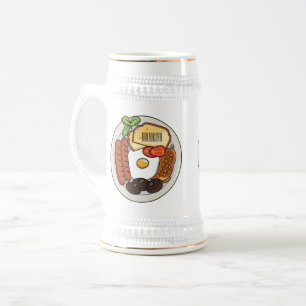 English breakfast cartoon illustration beer stein