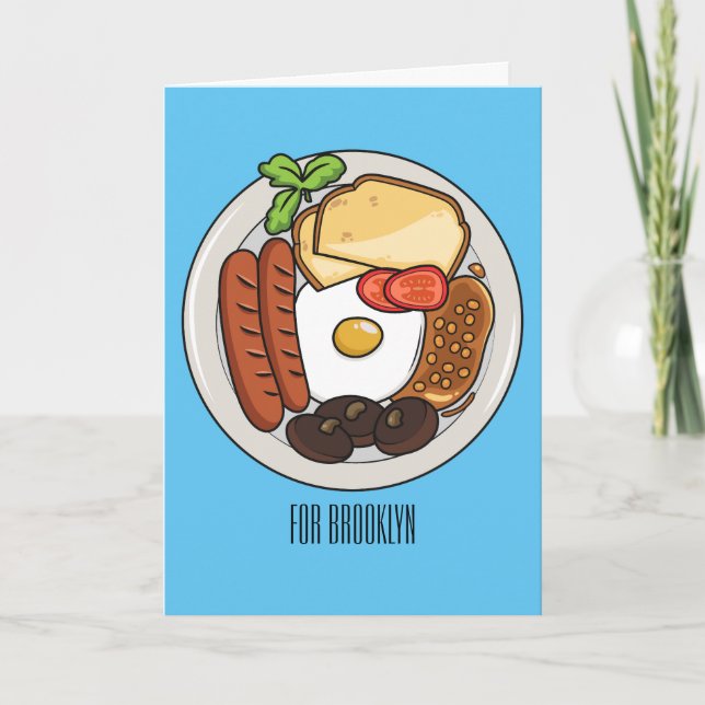 English breakfast cartoon illustration card (Front)