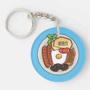 English breakfast cartoon illustration keychain