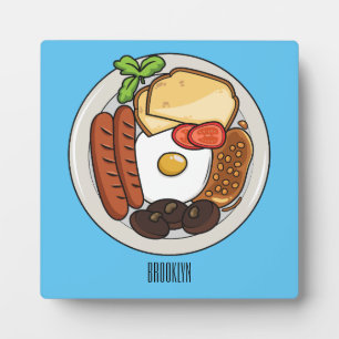 English breakfast cartoon illustration plaque