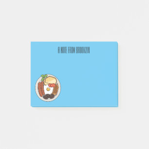 English breakfast cartoon illustration post-it notes