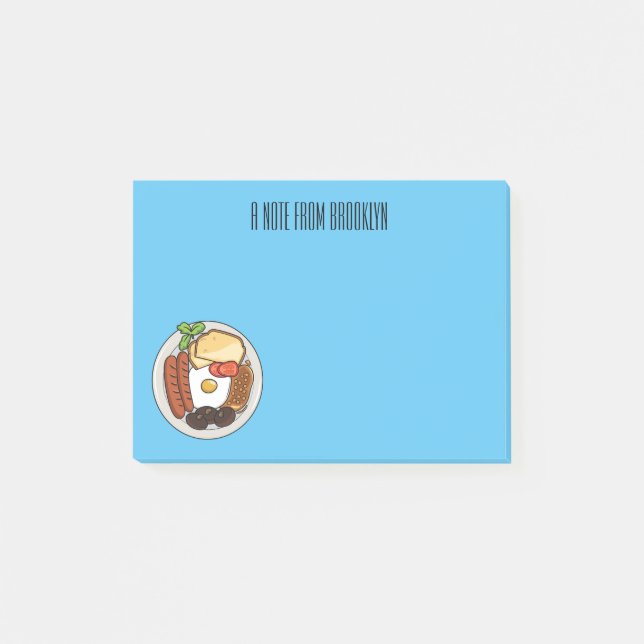 English breakfast cartoon illustration post-it notes (Front)