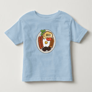 English breakfast cartoon illustration toddler t-shirt