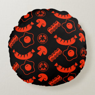 English Breakfast Pattern Round Pillow