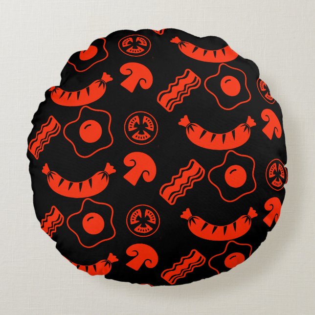 English Breakfast Pattern Round Pillow (Front)