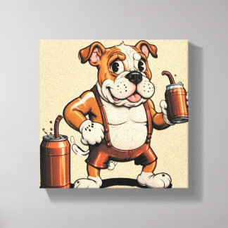 English Bull Dog with Soda Canvas Print