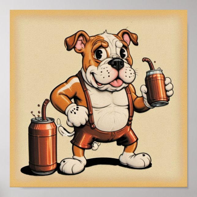 English Bull Dog with Soda Poster (Front)