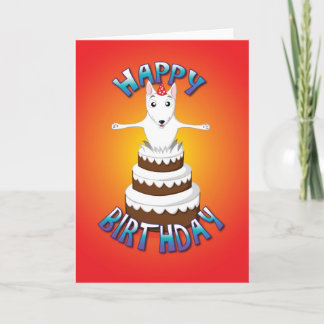english bull terrier - cake - happy birthday card