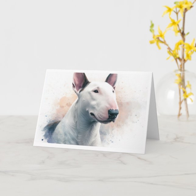 English Bull terrier  Card (Yellow Flower)