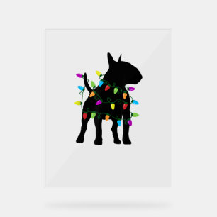 English Bull Terrier Dog Christmas Lights Acrylic Sign