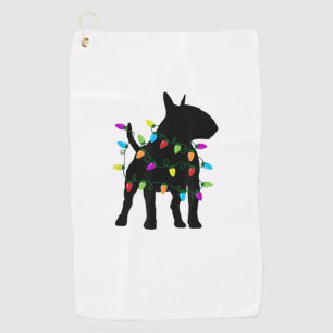 English Bull Terrier Dog Christmas Lights Golf Towel