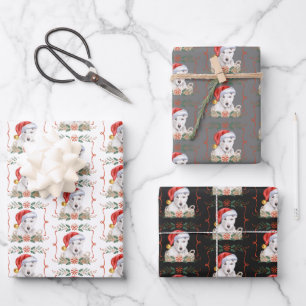 English Bull Terrier Dog Christmas Pattern Wrapping Paper Sheet