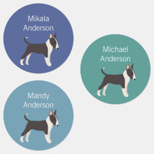 English Bull Terrier dog colours waterproof label