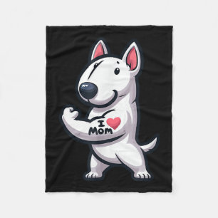 English Bull Terrier I Love Mom Funny Dog Tattoo Fleece Blanket