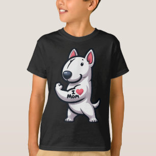 English Bull Terrier I Love Mom Funny Dog Tattoo  T-Shirt