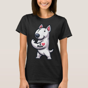 English Bull Terrier I Love Mom Funny Dog Tattoo  T-Shirt