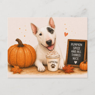English Bull Terrier Inviting Pumpkin Spice Postcard