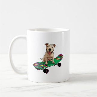 English Bull Terrier on a Skateboard Coffee Mug