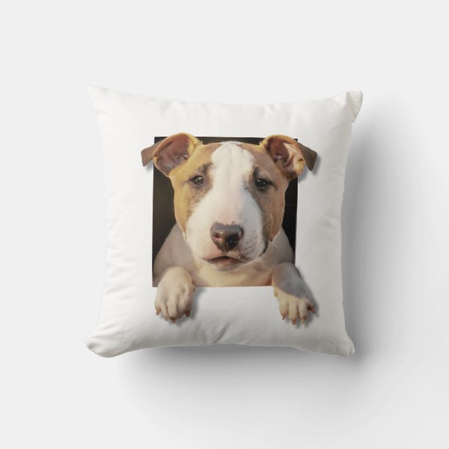 English bull terrier puppy throw pillow (Front)