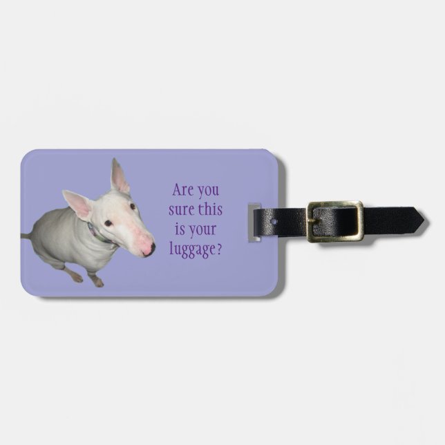 English Bull Terrier Sitting Pretty Luggage Tag (Front Horizontal)