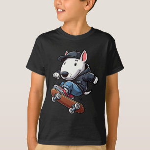 English Bull Terrier Skateboarding Funny Dog Skate T-Shirt