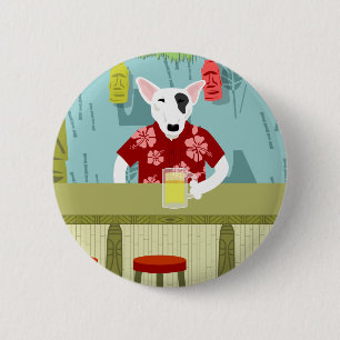 English Bull Terrier Tiki Bar 2 Inch Round Button