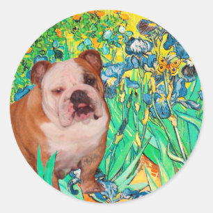 English Bulldog 1 - Irises Classic Round Sticker