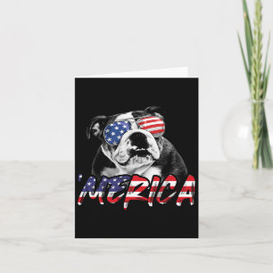 English Bulldog 4th Of July American Flag Dog Love Card
