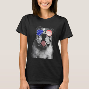 English Bulldog 4th Of July American Sunglasses Us T-Shirt
