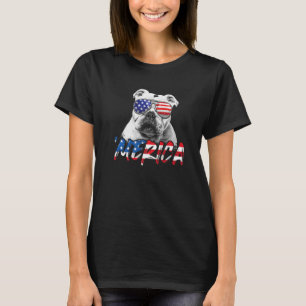 English Bulldog American Flag Patriotic Dog July T-Shirt
