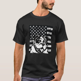 English Bulldog American Flag T-Shirt
