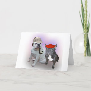 English Bulldog and French Bulldog Card