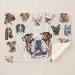 English bulldog and friends pet sherpa blanket