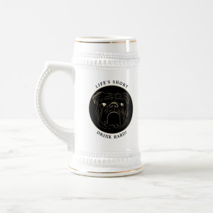 English Bulldog Black and Gold Beer Stein