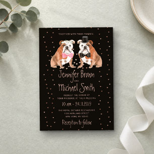 English Bulldog Bride Groom Wedding Dogs Black Invitation